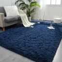 FlyDOIT 9x12 Feet Large Area Rugs for Living Room, Navy Blue Shaggy Rug Fluffy Throw Carpets, Ultra Soft Plush Modern Indoor Fuzzy Rugs for Bedroom Girls Kids Nursery Room Dorm Home Decor