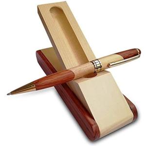 Renawe Luxury Wooden Ballpoint Pen Gift Set with Business Pen Case Display, Nice Writing Pen with Box and Gel Ink Refills Fancy Business Wood Pens Stand for Men Women Designer Cool Executive Pen