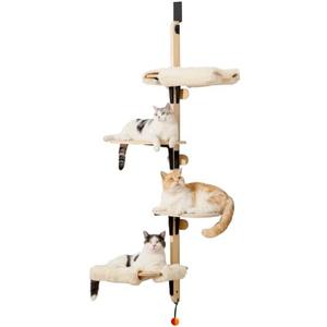 MEWOOFUN Cat Climbing Shelves Tree, 4-Levels Over Door Cat Climber for Jumping, Stable Cat Stairs Hammock for Kittens & Adult Cats (Wooden-65 H x 26.8” L x 13.8” W)