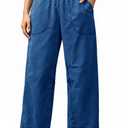 Cicy Bell Womens Smocked Barrel Jeans Casual Trendy High Waisted Baggy Pull On Denim Pants, Size 4