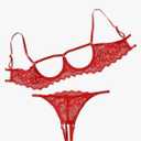 Lilosy Sexy Underwire Floral Lace Sheer Lingerie Set for Women See Through Bra and Panty 2 Piece L