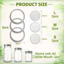 Sprouting Growing Lids for Wide Mouth Mason Jars, Sprouting Lids with 3 different orifice sizes, Alfalfa & Mung Bean Sprouts Grow Kit,L,M,S Strainer mesh(9 Pcs, Silver, Stainless Steel)
