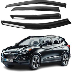 Fits for Hyundai Tucson 2009 2010 2011 2012 2013 2014 Safe Smoke Window Visor Sun Rain Vent Guard Vent Window Visor Side Window Deflector,4 Pcs Tape-on Thickened