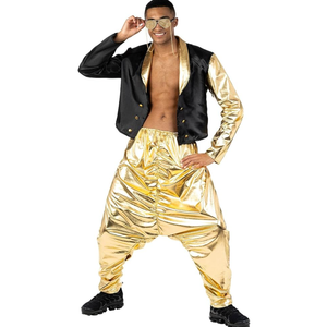 Morph Mc Hammer Costume - Mens 80s & 90s Rapper & Disco Pants Costume, Gold Mc Hammer Pants, Size L