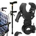 2Pcs Cane Holder for Walker,Wheelchair,Drive Rollator,Universal Crutches Stick Rack Bracket Accessories,360 Rotatable Adjustable Stick Rack,Clamping Diameter 0.8 - 1.38 inches