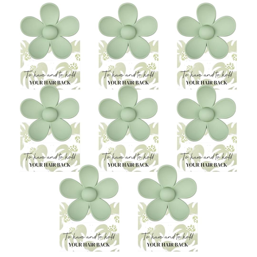 DEEKA Floral Hair Clip - 8 Pack Bridesmaid Proposal Gifts with Floral Card Hair Clips, Sage Green, for Bridesmaids Bachelorette Party Favors
