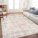 Area Rug 6'x9' Washable Vintage Traditional Floor Cover Thin Retro Kitchen Indoor Distressed Non Slip Carpet for Living Room Bedroom Dining Room