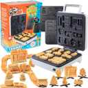 Train Set Waffle Maker  Build Track & Cargo Car Shaped Mini Waffles  Electric Non-Stick Plates, Dishwasher-Safe Removable Inserts for Kids Morning Breakfast, Pancakes, Snack, Family Fun Gift & Play!