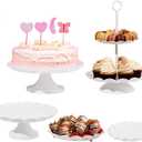 5-Piece Ruffled Metal Dessert Table Stand Set  Cake Stands, Tiered Cupcake Holders & Serving Trays - Ideal for Weddings, Birthdays, Baby Showers & Parties