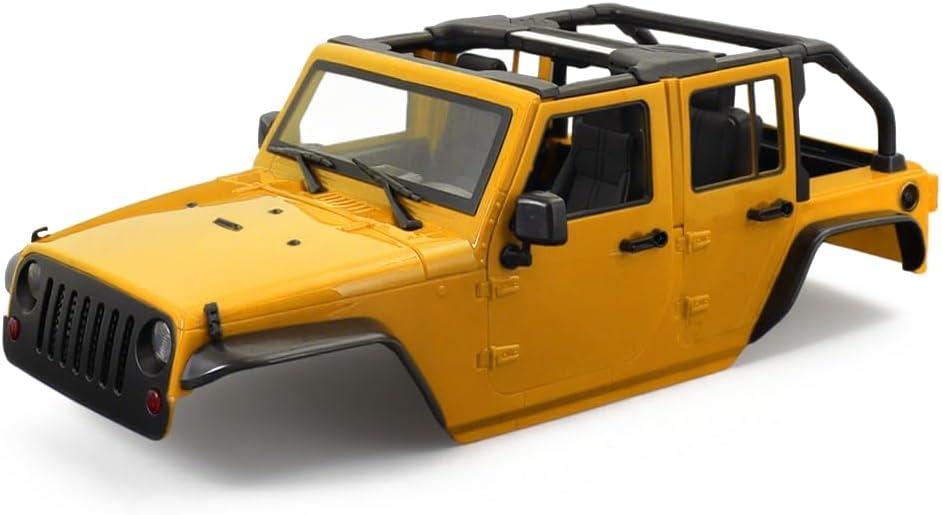 1/10 RC Jeep Wrangler Convertible Hard Shell Kit, for 1/10 RC Crawler TRX4 Axial SCX10 90046 90027 313 Wheelbase Shell Modification Accessories (Yellow)