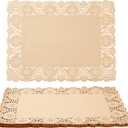Juvale Paper Placemats - 15.5 x 11.7 in, Brown, 100-Pack - Disposable Lace Doilies for Wedding Tables & Parties