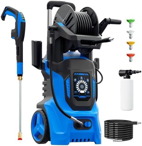 Electric Pressure Washer 4500 PSI Max 3.2 GPM,Power Washer with RC Adjustable Pressure,4 Nozzles and 500ml Foam Cannon,for Cars,Patios and Floor Cleaning