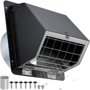 4" Dryer Vent Cover Outdoor,Dryer Vent Cover for Exterior Wall Vent Hood Outlet Air Vent,Dryer Vent Cover Outside,Exterior Dryer Exhaust Vent Cover Cap for House AC,Through Wall Dryer Vent Kit,Black