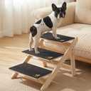 Luciphia Wooden Dog Stairs for Small Dogs 2-in-1 Foldable Dog Steps for Beds Cars Couch Anti-Slip Pet Ramp with 3 Steps Indoor Pet Stairs for Medium Large Older Pets Cats up to 220lbs  17.3"D x 17.3"W x 19.7"H