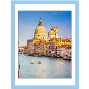wyooxoo 18x24 Poster Frame Made Of Solid Wood Blue Picture Frames Display Pictures 16x20 with Mat or 18x24 Without Mat Colorful Frame For Horizontal Vertical Wall Mounting