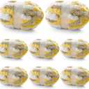 8 Pcs Chunky Yarn for Hand Knitting - Chunky Chenille Yarn for Crocheting - Fluffy Yarn for Crochet - Jumbo Yarn for Hand Knitting 227 yds 61.6 oz of Super Bulky Yarn (Yellow-Grey-White)