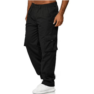 MLDRA Men's Cargo Pants Sweatpants Jogger Work Trousers Relaxed Fit Loose Casual Lightweight Slacks with Multi Pockets Black Medium.