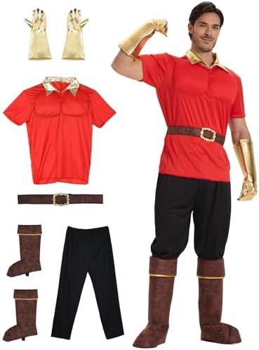 Halloween Costume Adult Men 5Pcs Suit Muscle Tops Plus Size Villain Character Cosplay Costumes Party Outfit, Small