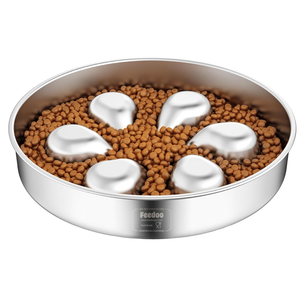 Slow Feeder Dog Bowl – Stainless Steel Non-Slip Metal Bowl for Slow Feeding, 5 Cups Large Capacity, Double-Sided Design for Dry, Wet, or Raw Food, Ideal for Small, Medium, Large Dogs