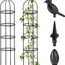 Garden Obelisk Trellis for Climbing Plants Outdoor 6 Ft Rose Bush Round Trellis for Pots Rustproof Metal Plant Flower Trellises for Clematis Vine Jasmine Support Outdoor Indoor (Black)
