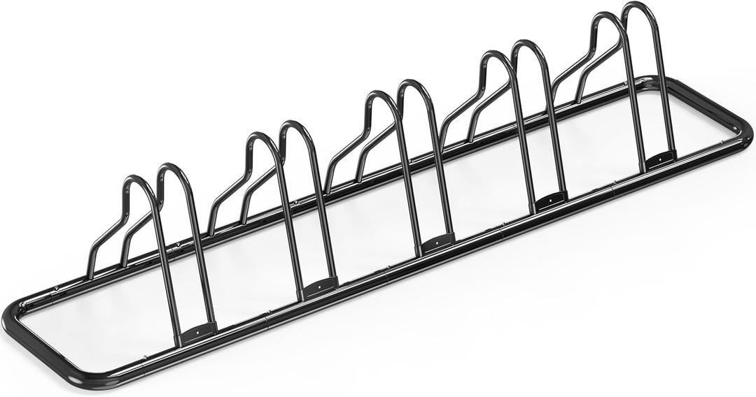 Simple Houseware 5-Bike Floor Storage Rack - Adjustable Bicycle Parking Stand & Garage Organizer for Road and Kids Bikes, Black