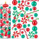 120 Pcs Christmas Vase Filler, Floating Green Red Fake Candy Cane Beads Pearls for Vases for Table Decorations Centerpieces