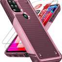LeYi for Moto-G-Stylus-5G-2021-Case: Moto G Stylus 5G Case with Screen Protectors, Dual Layer Protective Hard PC Back & Soft Bumper Resilient Shock Absorb Motorola G Stylus 5G 2021 Case, Red Pink