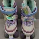 NEMONE Mermaid 4 Size Adjustable Light up Roller Skates for Girls, Purple Blue Skates for Toddlers, Beginner Kids Butterfly Roller Skates Indoor Outdoor (Medium - Big Kid)