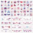 6 x 2026 Temporary Tattoos,62pcs independence Day Temporary Tattoos, Fourth of July merica Flag Red White &Blue Face Patriotic Tattoo Stickers,250th Anniversary Party in the USA Memorial