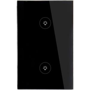WiFi Smart Wall Touch Light Switch Glass Panel Wireless Remote Control by Mobile APP Anywhere Compatible with Alexa,Timing Function No Hub Required (Wall Switch 2 Gang)