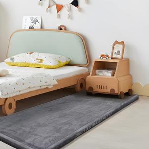 Huloo Sleep 2" Thick Play Mat for Babies Toddlers, Dark Gray, 28"x72" | Extra Safety Anti-Fall Cushion Mat, Non-Slip, Water-Repellent Coral Velvet, Bedside Rug for Kids Room