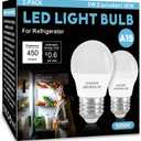 LED Refrigerator Light Bulb 2 Pack，Daylight White 5000K 120V 40W Equivalent Appliance Bulb，A15 5W E26 Base Waterproof Fridge Light Bulbs for Freezer Home Lighting,Small Light Bulb, Dimmable