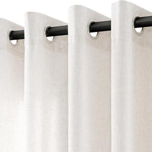 Natural Linen Curtains 84 inch Long for Living Room Grommet Privacy Sheer Curtains That Let Light in Farmhouse Aesthetic Bedroom Neutral Cream Window Curtain Drapes 84 Length 2 Panels Set Birch