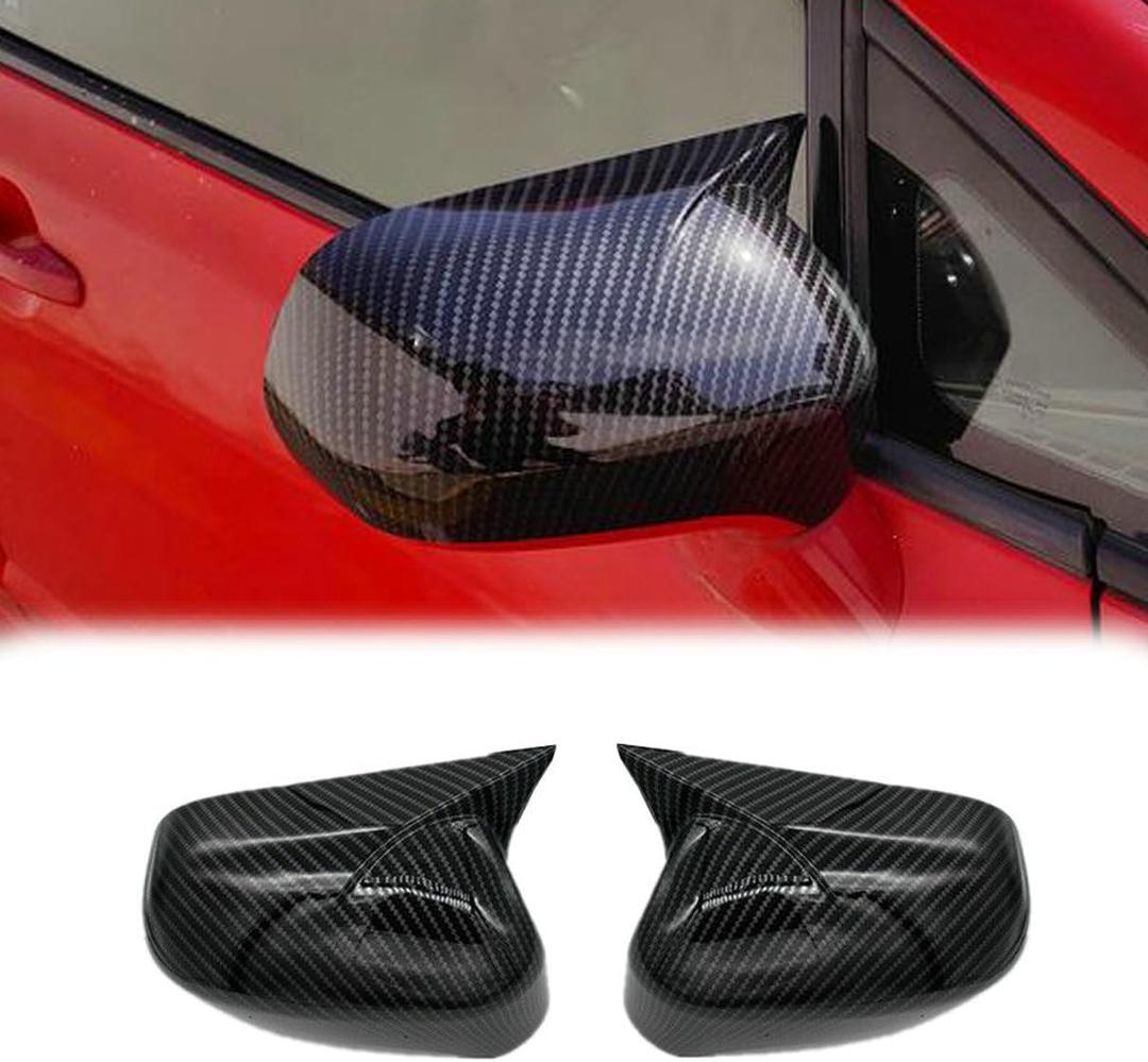 2Pcs Ox Horn Side Mirror Cover Exterior Decoration Rearview Mirror Guard Cover Trim for Honda Civic 2006-2011 Without turn signal Carbon Fiber Mirror Cap Cover (Not Replacement)