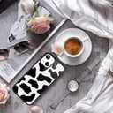 Compatible with iPhone 13 Pro Max Case Cute Cow Print for Girls Women, Hard Back Black White Design Soft TPU Bumper Protective Phone Case for iPhone 13 Pro Max
