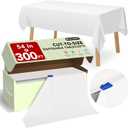 54 IN X 300 FT White Plastic Table Cover Roll with Slide Cutter, Cuts Up to 36 Rectangle 8 Feet Disposable Plastic Table Cloths, Disposable Table Cover Roll for Dining, Parties, BBQ, Wedding, Outdoor