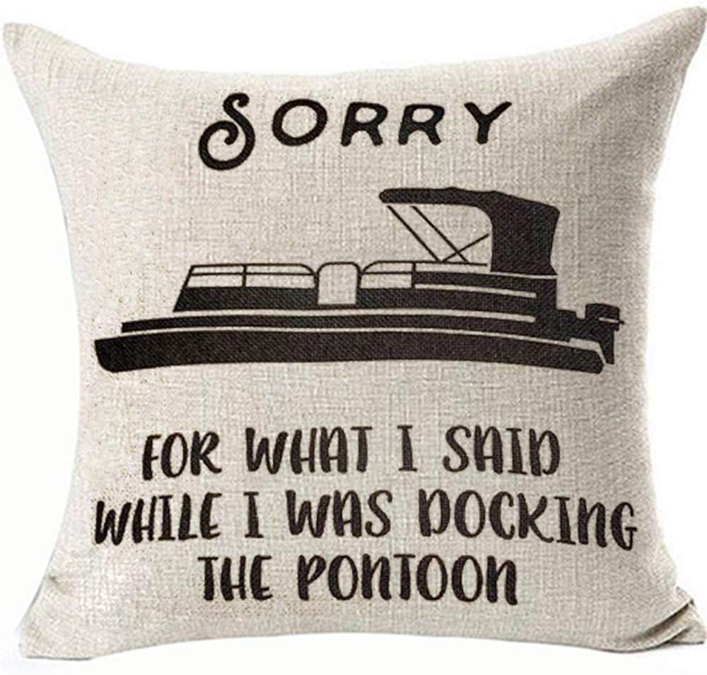 Throw Pillowcases Pontoon Boat Pillow Covers for Couch Sofa Chair 18x18inch Funny Gifts Square Linen Machine Washable Removable Two Side Invisible Zipper (Pontoon, 18in x 18in)