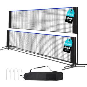 OLIXIS Badminton Net Set, 17FT Wide, 3-5FT Adjustable Height Multi Sport Net for Pickleball, Tennis, Volleyball, Soccer Tennis, Indoor Outdoor with Carry Bag, Easy Setup for Backyard