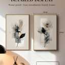 HUARCEY Large Modern Abstract Flower Wall Art Framed Canvas Set of 2, 16"x24" Minimalist Floral Paintings Artwork 2 Piece, Contemporary Neutral Tones Bedroom Living Room Kitchen Home Decor
