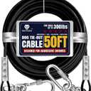 Tie Out Cable for Dogs Up to 300lbs,50ft Extra Strong 1000lbs Break Strength Tie-Out Tether Trolley Training Lead,Dog Run Cable for Yard Garden Park Camping Outside (Black, 300lbs 50ft)