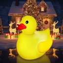 Hungdao 1 Pack 4 Feet Christmas Light up Inflatable Duck Pool Float with LED Lights Giant Glow in The Dark Blow up Large Rubber Duck for Holidays Carnival Festival Party Decoration