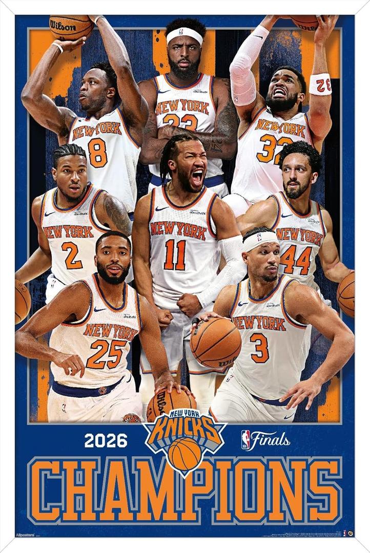 NBA New York Knicks - 2026 NBA Finals Champions Wall Poster, 34L" x 22.4W", White Framed Version