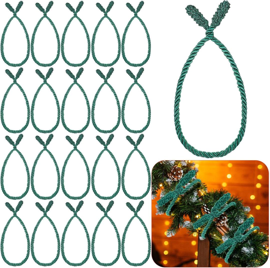 Zhengmy 20 Pcs 25 Inch Extra Long Christmas Garland Ties Christmas Decorative Twist Ties for Banister Reusable Flexible Twist for Holiday Xmas Home Decorations Craft Wrapping (Green)