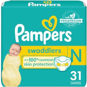 Pampers Baby Diapers - Swaddlers - Size 0, 31 Count, Ultra Absorbent Disposable Newborn Diaper