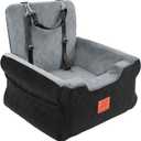NEEZUKAR Dog Car Seats for Small/Medium Dogs, Elevated Memory Foam Dog Booster Seat, Detachable Washable Pet Car Seat with Safety Belts & Storage Pockets (Black-Gray)