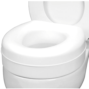 HealthSmart Enhanced Comfort 5" Raised (Round) Toilet Seat Risers for Seniors 5 Slip Resistant Pads FSA/HSA Eligible Padded Toilet Seat Elevation 15.7 x 15.2 x 6.1