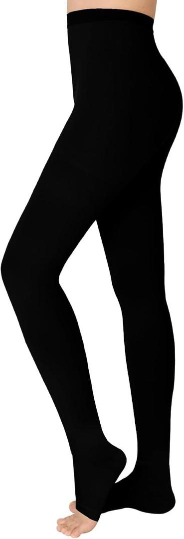 20-30 mmHg Compression Pantyhose for Women, Open Toe Medical Compression Stockings, Waist High Opaque Compression Tights for Edema, Varicose Veins, Swelling, Pregnant, Teacher, Doctor (Black2)