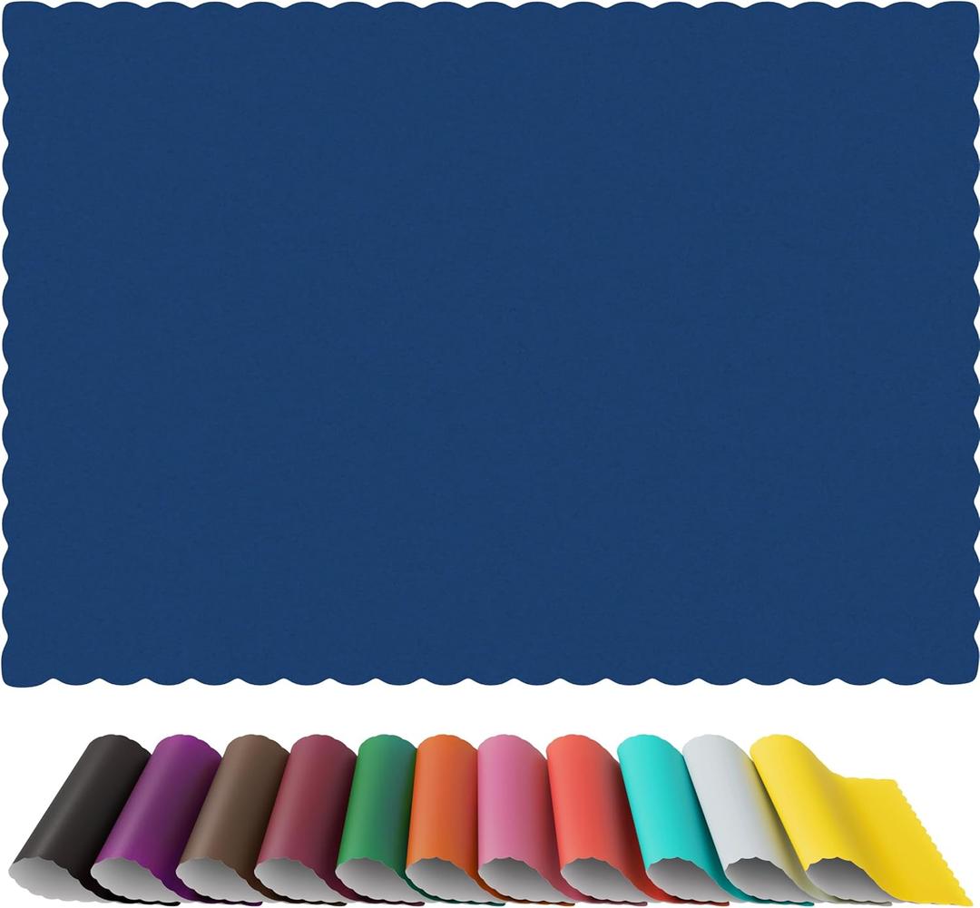 Paper Placemats - Disposable - Scalloped Edge (100, Blue)