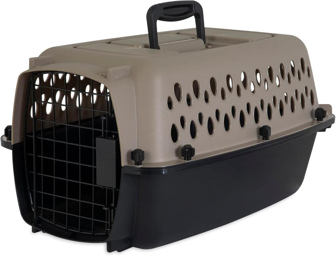 Petmate Vari Dog Kennel - Portable Dog Carriers & Crates for Small Dogs, Airline-Friendly, Durable Plastic, Pet Carrier For Home and Travel, 19 Inches, Taupe and Black (19.0"L x 12.5"W x 10.8"H)