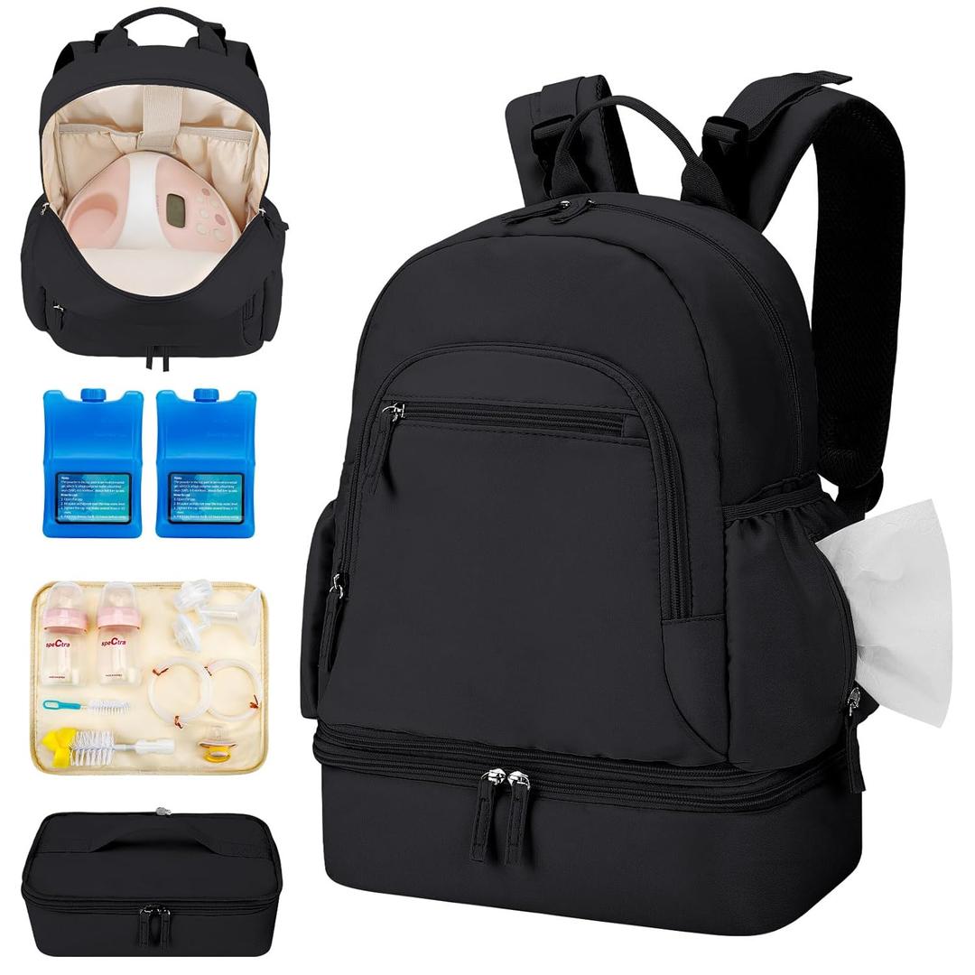 Breast Pump Backpack Fit for Spectra S1 and S2 with Removable Cooler Compartment, Pumping Bag for Pump Accessories, Breast Pump Bag for Work, Travel and Family Use Black Breast Pump Backpack Fit for Spectra S1 and S2 with Removable Cooler Compartment, Pumping Bag for Pump Accessories, Breast Pump Bag for Work, Travel and Family Use Black